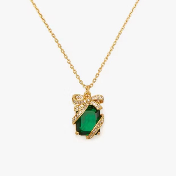 kate spade Jewelry - NWT Kate Spade Pave Emerald Present Pendant.